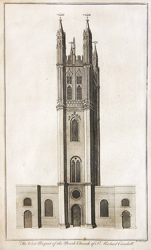 18th century print of St Michael's church building